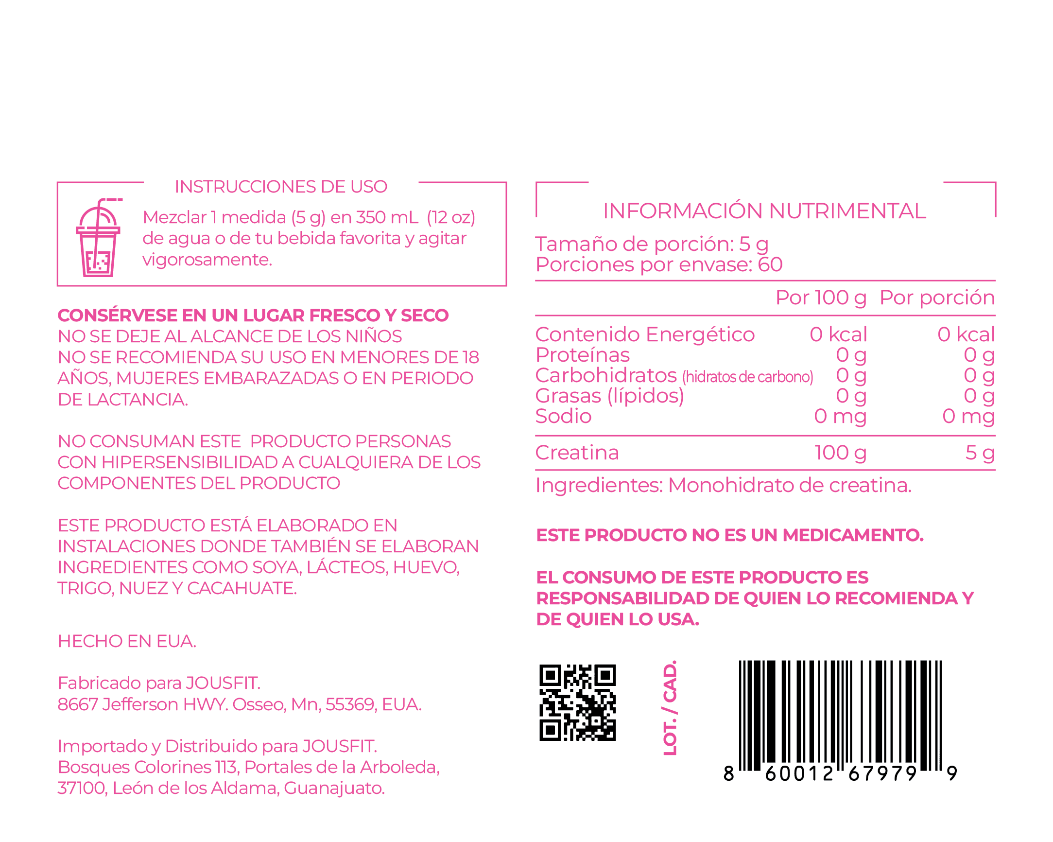 Creatina sin sabor